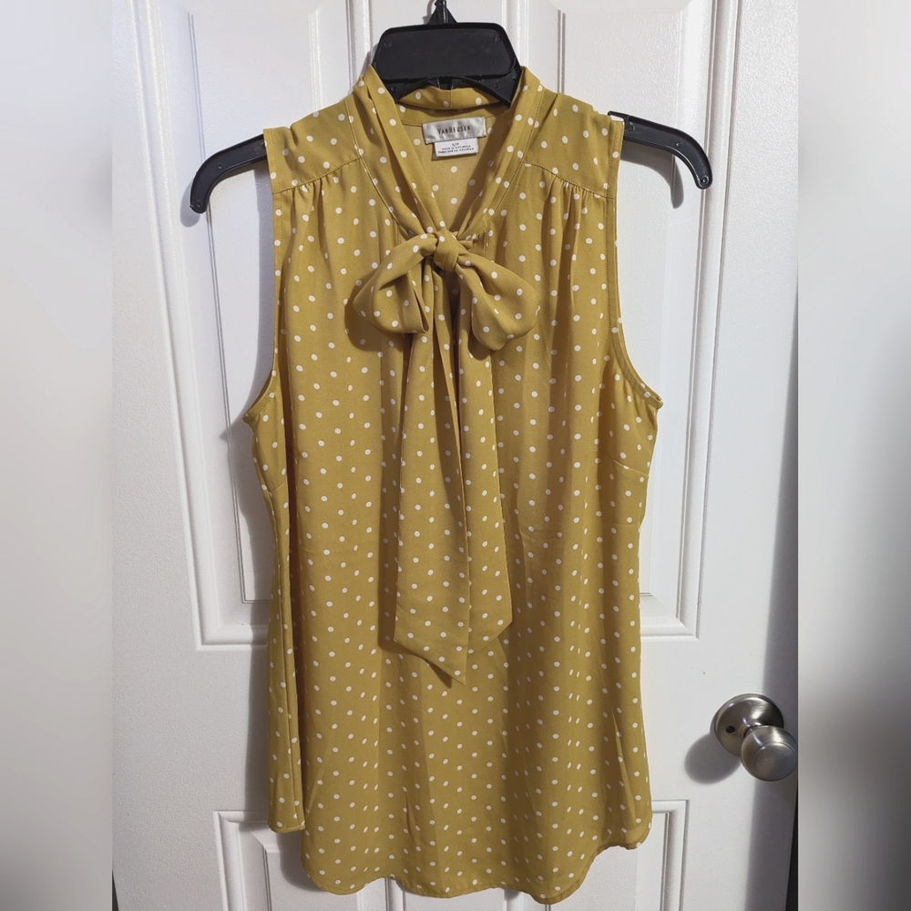 Yellow polka dot sleeveless blouse size small